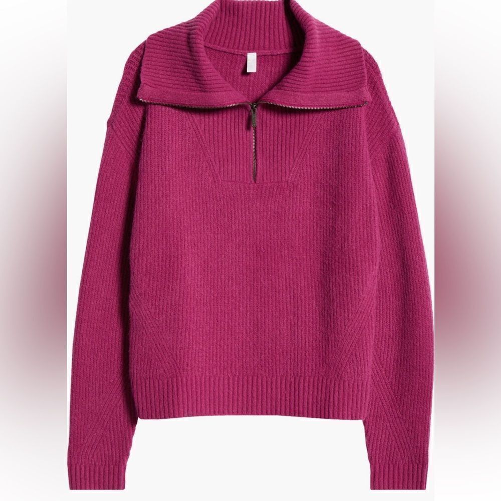 Zella Cozy Quarter Zip Rib Purple Boysen size medium - Picture 2 of 11